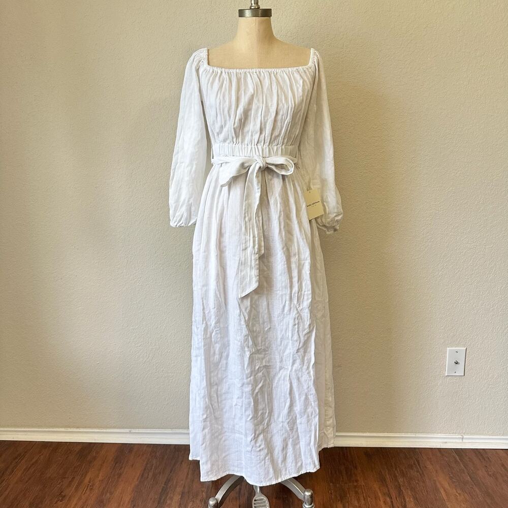 MARA HOFFMAN Malika Dress White Balloon Sleeve Off The Shoulder NWT